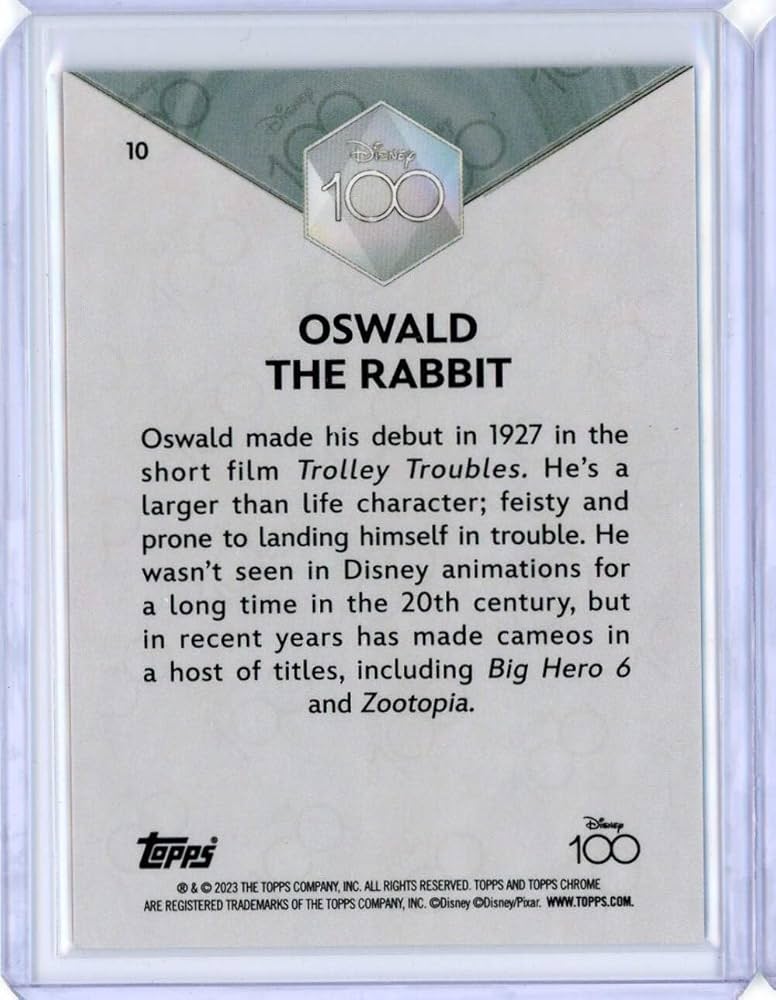 Amazon.com: Disney 2023 Topps Chrome Disney 100 Oswald The